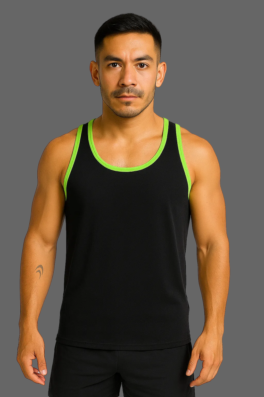 CAMISETA OLIMPICA LOBO AZUL HOMBRE NEGRO CON VERDE FOSFO