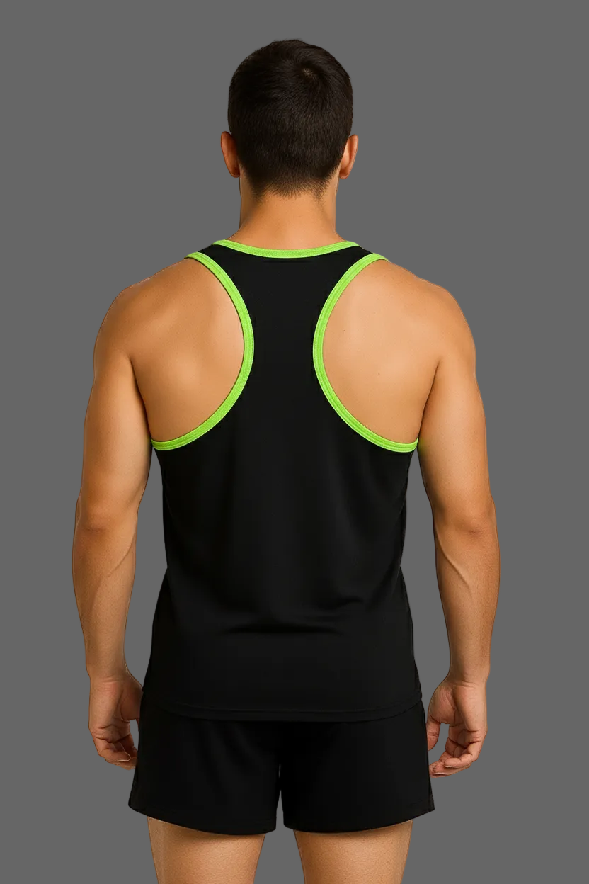 CAMISETA OLIMPICA LOBO AZUL HOMBRE NEGRO CON VERDE FOSFO