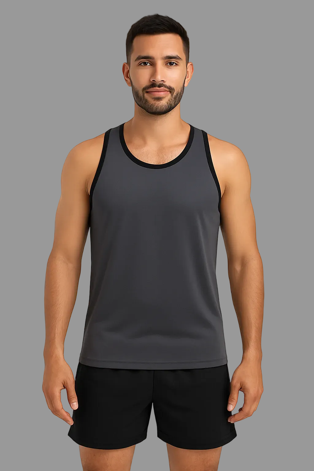 CAMISETA OLIMPICA LOBO AZUL HOMBRE GRIS CON NEGRO