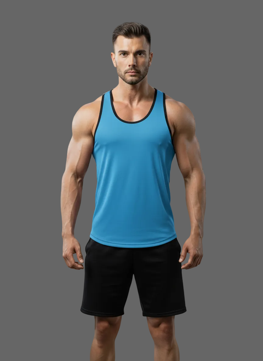CAMISETA OLIMPICA LOBO AZUL HOMBRE CELESTE CON NEGRO
