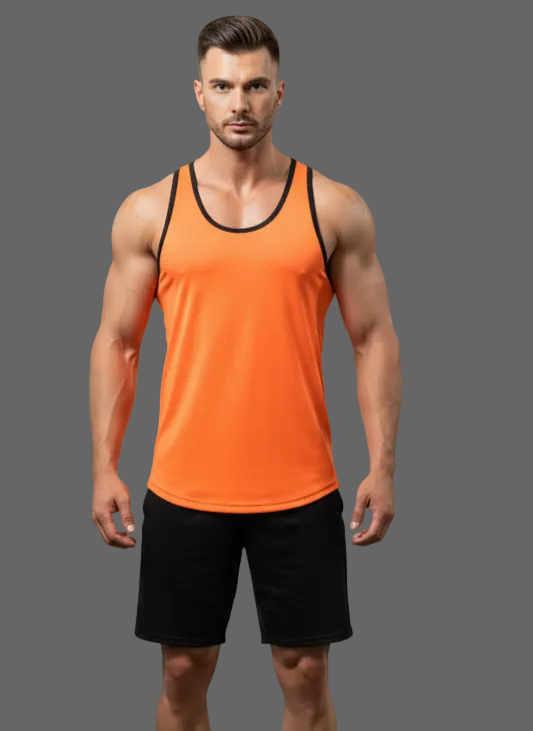 CAMISETA OLIMPICA LOBO AZUL HOMBRE NARANJA FOSFO CON NEGRO